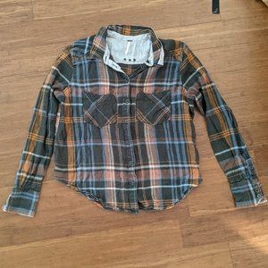 Free People Plaid Button Up Shirt Small